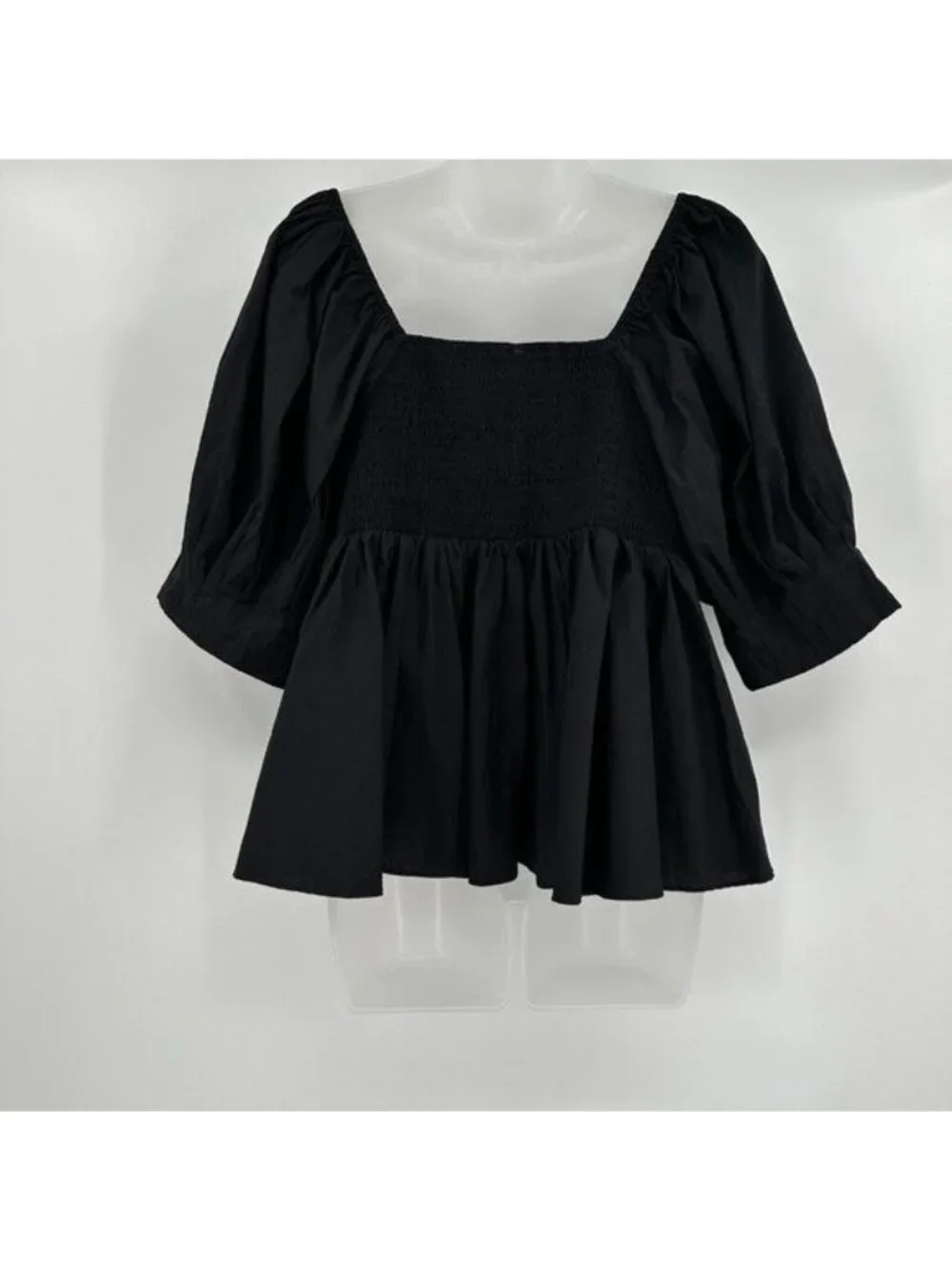 Pomander Place by Tuckernuck Black Shaye Blouse size S NWT Puff Sleeve Pleated